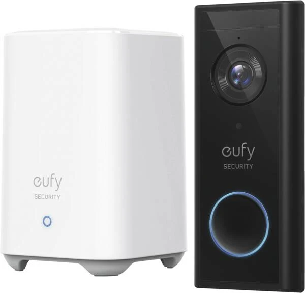 Eufy Video Doorbell 2K (Battery-Powered) Mit Homebase - Schwarz-Weiss