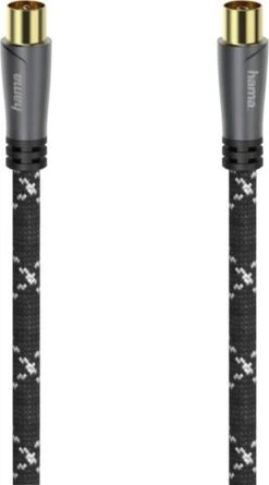 HAMA 205070 Antennen-Kabel, 120dB, 1.5m - Grau-Schwarz