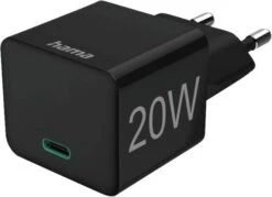HAMA 201649 Mini-Lader, PD/QC,USB-C, 20W - Schwarz